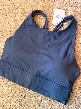 Lemedy Blue High-Neck Sports Bra sz L NWT